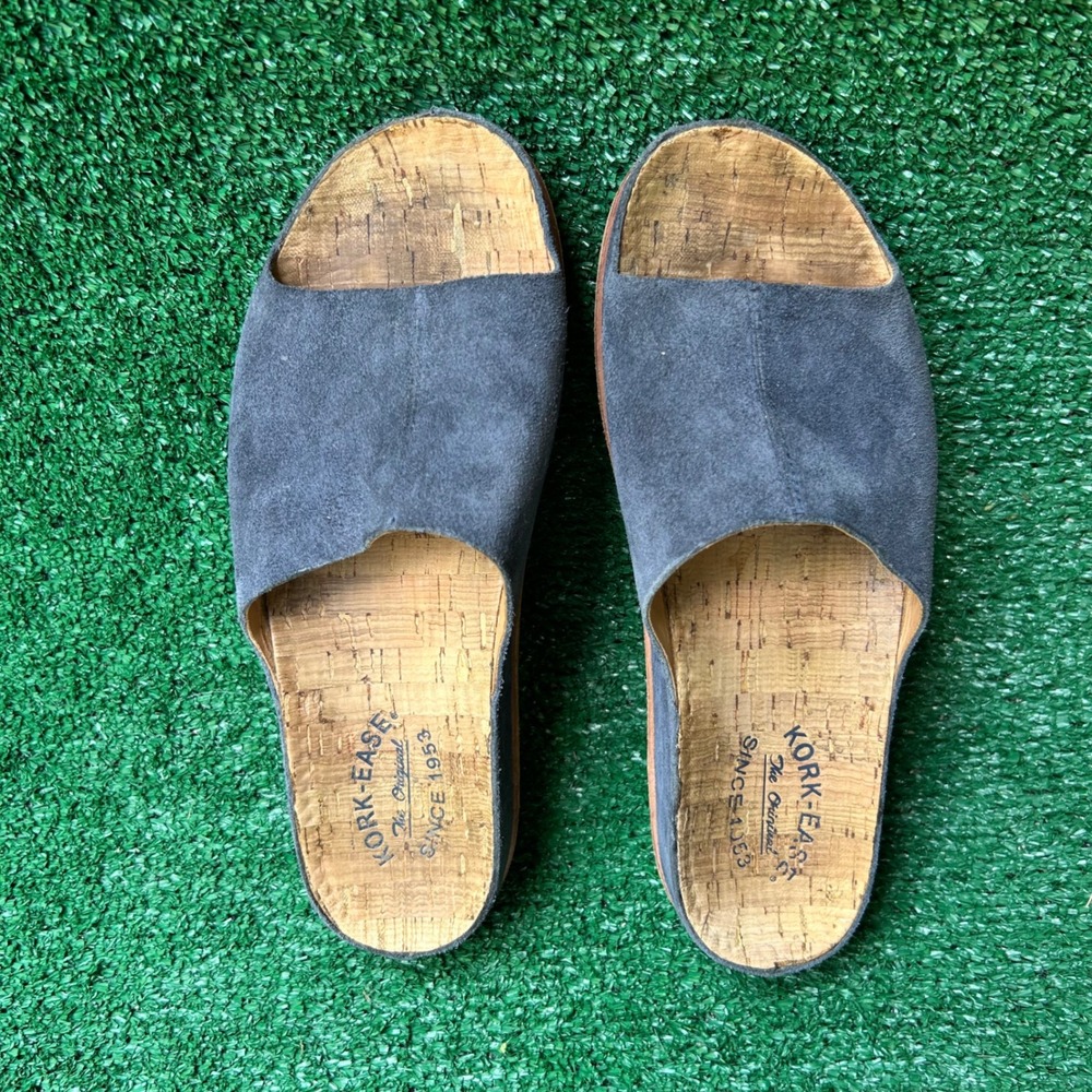 Kork-Ease Myrna 2.0 Grey Suede Cork Slide Sandals Womens 9M K45234